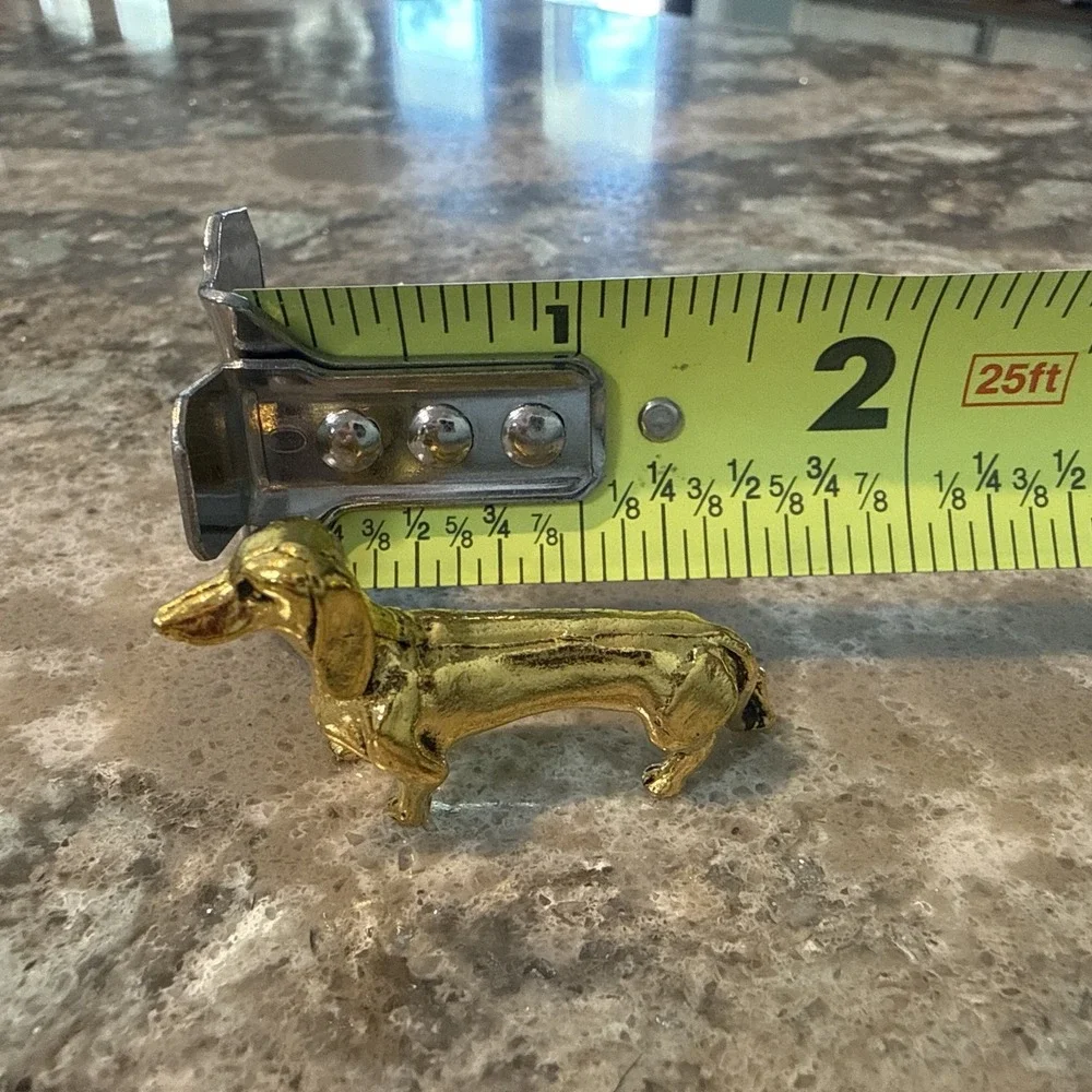 Brass Dachshund Wiener Dog Statue Miniature Figurine Desk Decor Trinket 2